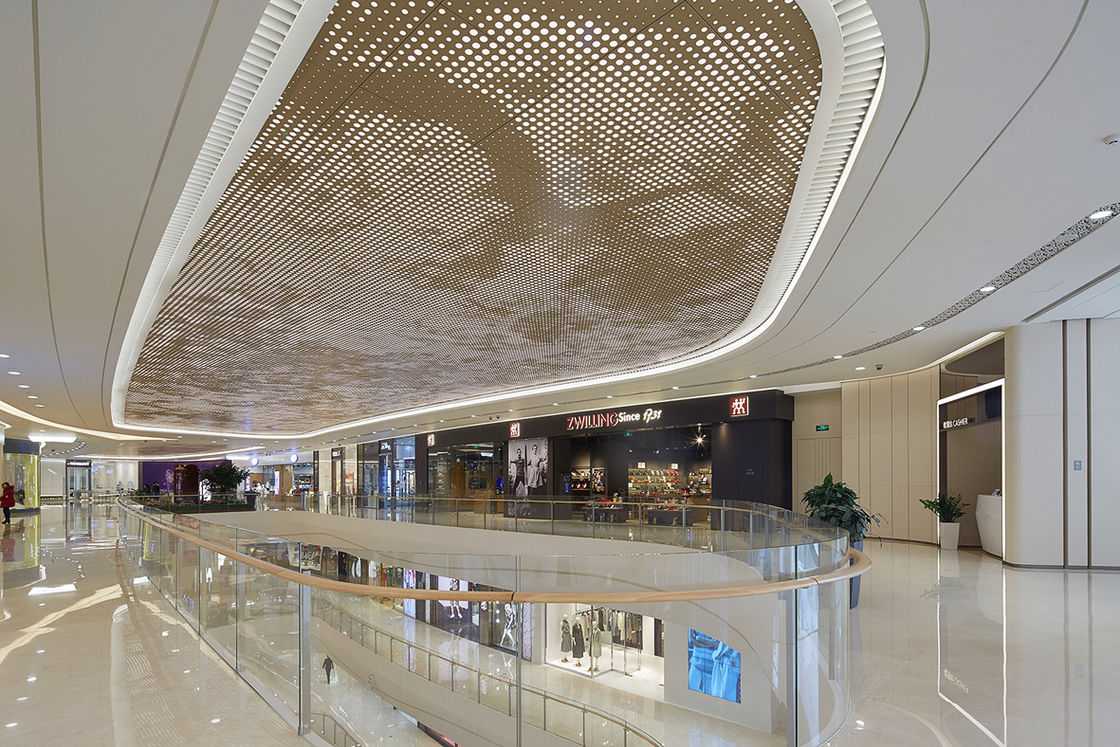 Perforated Acoustic Artistic Aluminum Ceiling Panels With PVDF / PET Coating